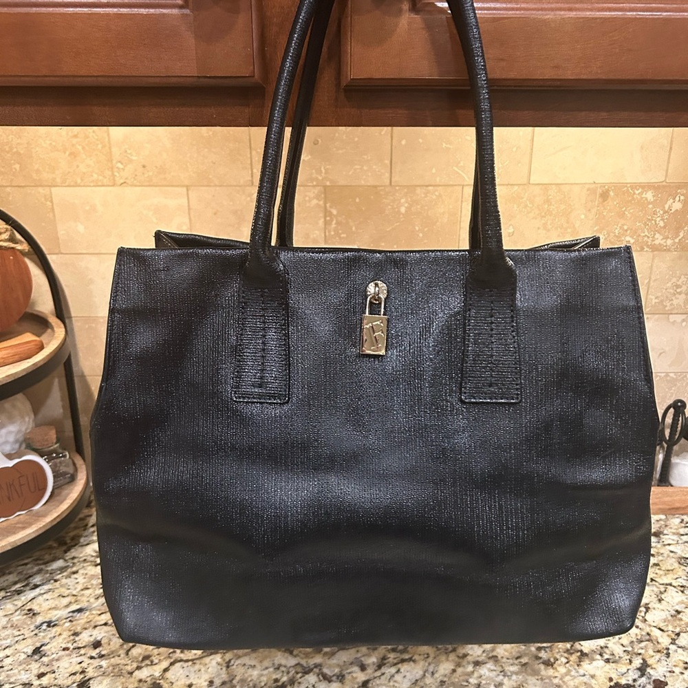 Furla Black Metallic Tote Bag